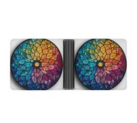 Jubonexis Stained Glass Mosaic Radiating Color Wheel Mandala Soft PU Leather Bifold Wallet, Coin Purse Credit Pass Case, Durable Card-Holder Slim Billfold for Men Woman Money Storage