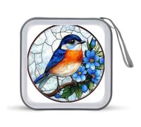 Jubonexis Stained Glass Orange Blue Bird CD Case DVD Storage Case Portable
