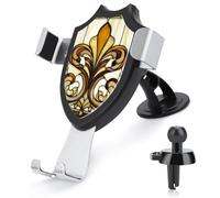 Jubonexis Stained Glass Panel Golden Yellows Floral Car Phone Holder Mount Triangle Clip Base Air Vent Cell Phone Car Mount Automotive Accessories for 4-6 Inches Cell Smartphones