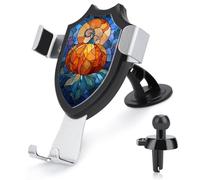 Jubonexis Stained Glass Pumpkin Full Moon Car Phone Holder Mount Triangle Clip Base Air Vent Cell Phone Car Mount Automotive Accessories for 4-6 Inches Cell Smartphones