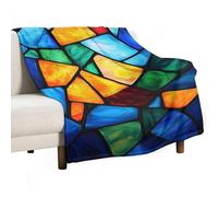 Jubonexis Stained Glass Rainbow Geometric Shapes Anti Pilling Throw Blankets Cozy Durable Blanket for Bedroom Living Rooms Couch Sofa Bed 50"x60"