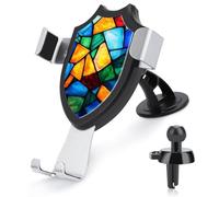 Jubonexis Stained Glass Rainbow Geometric Shapes Car Phone Holder Mount Triangle Clip Base Air Vent Cell Phone Car Mount Automotive Accessories for 4-6 Inches Cell Smartphones