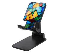 Jubonexis Stained Glass Rainbow Geometric Shapes Cell Phone Stand Foldable Adjustable Phone Stand for Desk