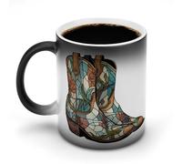 Jubonexis Stained Glass Retro Witch Boots Color Changing Mugs Heat Changing Ceramic Coffee Mug Novelty Funny Tea Water Cup 11OZ