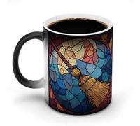 Jubonexis Stained Glass Retro Wizard's Broom Color Changing Mugs Heat Changing Ceramic Coffee Mug Novelty Funny Tea Water Cup 11OZ
