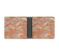 Jubonexis Stained Glass Rolling Ocean Waves Peach Soft PU Leather Bifold Wallet, Coin Purse Credit Pass Case, Durable Card-Holder Slim Billfold for Men Woman Money Storage