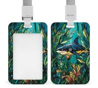 Jubonexis Stained Glass Shark ID Badge Holder Retractable Clip Card Holder Card Protector Name Badge Name Tag for Work Office Doctor Nurse