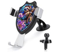 Jubonexis Stained Glass Sloth Floral Car Phone Holder Mount Triangle Clip Base Air Vent Cell Phone Car Mount Automotive Accessories for 4-6 Inches Cell Smartphones