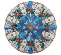 Jubonexis Stained Glass Snowflake Large Round Carpet Area Rug Mat Modern Non Slip Circular Rugs 36inch(90cm)