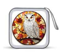 Jubonexis Stained Glass Snowy Owl CD Case DVD Storage Case Portable