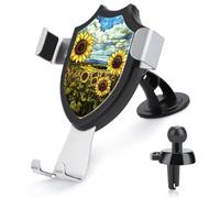 Jubonexis Stained Glass Sunflower Field Car Phone Holder Mount Triangle Clip Base Air Vent Cell Phone Car Mount Automotive Accessories for 4-6 Inches Cell Smartphones