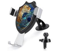 Jubonexis Stained Glass Tiger Animal Car Phone Holder Mount Triangle Clip Base Air Vent Cell Phone Car Mount Automotive Accessories for 4-6 Inches Cell Smartphones