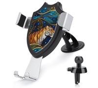 Jubonexis Stained Glass Tiger Car Phone Holder Mount Triangle Clip Base Air Vent Cell Phone Car Mount Automotive Accessories for 4-6 Inches Cell Smartphones