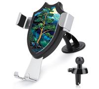 Jubonexis Stained Glass Tree with Moon Car Phone Holder Mount Triangle Clip Base Air Vent Cell Phone Car Mount Automotive Accessories for 4-6 Inches Cell Smartphones