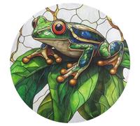 Jubonexis Stained Glass Treefrog Tropical Leaf Large Round Carpet Area Rug Mat Modern Non Slip Circular Rugs 36inch(90cm)