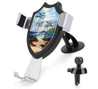Jubonexis Stained Glass Tropical Beach Waves Palm Trees Car Phone Holder Mount Triangle Clip Base Air Vent Cell Phone Car Mount Automotive Accessories for 4-6 Inches Cell Smartphones