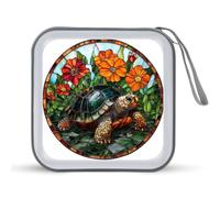 Jubonexis Stained Glass Turtle CD Case DVD Storage Case Portable