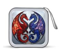 Jubonexis Stained Glass Two Dragons CD Case DVD Storage Case Portable for Car Home Travel
