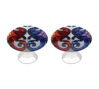 Jubonexis Stained Glass Two Dragons Round Drawer Cabinet Knobs Handles with Screws,2 Pcs, Drawer Dresser Knob Pulls Decor for Wardrobe Cupboard Home Office Kitchen