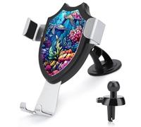 Jubonexis Stained Glass Underwater Scene Fish Sea Turtles Car Phone Holder Mount Triangle Clip Base Air Vent Cell Phone Car Mount Automotive Accessories for 4-6 Inches Cell Smartphones