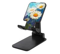 Jubonexis Stained Glass White Daisies Lavender Flowers Cell Phone Stand Foldable Adjustable Phone Stand for Desk