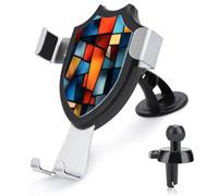 Jubonexis Stained Glass Window Pattern Car Phone Holder Mount Triangle Clip Base Air Vent Cell Phone Car Mount Automotive Accessories for 4-6 Inches Cell Smartphones