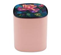 Jubonexis Stained Glass Window Red Rose Jewelry Boxes for Women, Earring Holder Organizer Rotating Jewelry Organizer for Necklaces Bracelets Ring