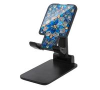 Jubonexis Stained Glass Window Snowflakes Blue Silver Color Cell Phone Stand Foldable Adjustable Phone Stand for Desk