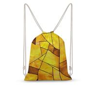 Jubonexis Stained Glass Yellow Pieces Simple Drawstring Backpack Canvas String Bag Lightweight Sports Gym Bag for Men Women