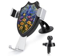 Jubonexis Stained Pink Purple Lavender Yellow Daisies Car Phone Holder Mount Triangle Clip Base Air Vent Cell Phone Car Mount Automotive Accessories for 4-6 Inches Cell Smartphones