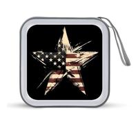 Jubonexis Star with American Flag Pattern CD Case DVD Storage Case Portable