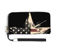 Jubonexis Star with American Flag Pattern PU Leather Clutch Long Bifold Wallet, Coin Purse Credit Pass Case, Durable Card-Holder Money Storage for Women Men