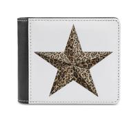 Jubonexis Star with Panther Print Soft PU Leather Bifold Wallet, Coin Purse Credit Pass Case, Durable Card-Holder Slim Billfold for Men Woman Money Storage