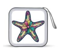 Jubonexis Starfish with Floral Vintage Patterns CD Case DVD Storage Case Portable