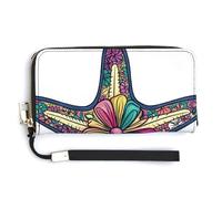 Jubonexis Starfish with Floral Vintage Patterns PU Leather Clutch Long Bifold Wallet, Coin Purse Credit Pass Case, Durable Card-Holder Money Storage for Women Men