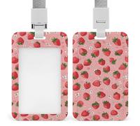 Jubonexis Strawberries Tiny Flowers and Hearts ID Badge Holder Retractable Clip Card Holder Card Protector Name Badge Name Tag for Work Office Doctor Nurse