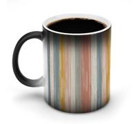 Jubonexis Stripped Pattern with Subtle Colors Color Changing Mugs Heat Changing Ceramic Coffee Mug Novelty Funny Tea Water Cup 11OZ