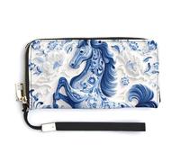 Jubonexis Strong Horse and Cloud Motif PU Leather Clutch Long Bifold Wallet, Coin Purse Credit Pass Case, Durable Card-Holder Money Storage for Women Men