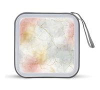 Jubonexis Subtle Pastel Ink Wash Gold Crackle Hints CD Case DVD Storage Case Portable for Car Home Travel