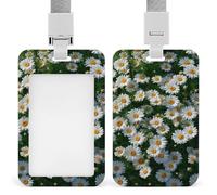Jubonexis Summer Field of White Daisies ID Badge Holder Retractable Clip Card Holder Card Protector Name Badge Name Tag for Work Office Doctor Nurse