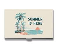 Jubonexis Summer is HERE Business Card Holder, Pocket Slim Metal Business Card Case for Women Men