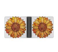 Jubonexis Sunflower-Shaped Stained Glass Soft PU Leather Bifold Wallet, Coin Purse Credit Pass Case, Durable Card-Holder Slim Billfold for Men Woman Money Storage