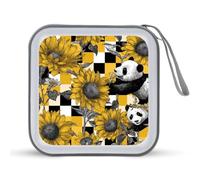 Jubonexis Sunflowers and Pandas CD Case DVD Storage Case Portable