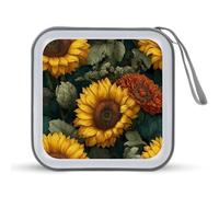 Jubonexis Sunflowers Botanical Vintage Floral CD Case DVD Storage Case Portable