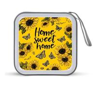Jubonexis Sunflowers Butterflies Home Sweet Home CD Case DVD Storage Case Portable