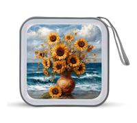 Jubonexis Sunflowers in Vase Beach CD Case DVD Storage Case Portable