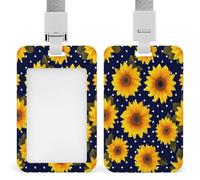 Jubonexis Sunflowers with Polka Dots ID Badge Holder Retractable Clip Card Holder Card Protector Name Badge Name Tag for Work Office Doctor Nurse