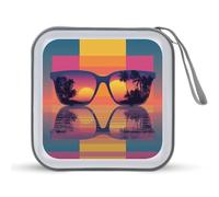 Jubonexis Sunglasses Reflecting A Tropical Beach CD Case DVD Storage Case Portable for Car Home Travel