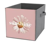 Jubonexis Sunshine Daisy Flower on Pink Cube Storage Bins Storage Cubes Foldable Decorative Fabric Storage Baskets Home Organizers with Handles for Shelves,Closet, 27x27 CM
