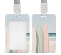 Jubonexis Surfboards Gouache Pink Green Cream ID Badge Holder Retractable Clip Card Holder Card Protector Name Badge Name Tag for Work Office Doctor Nurse
